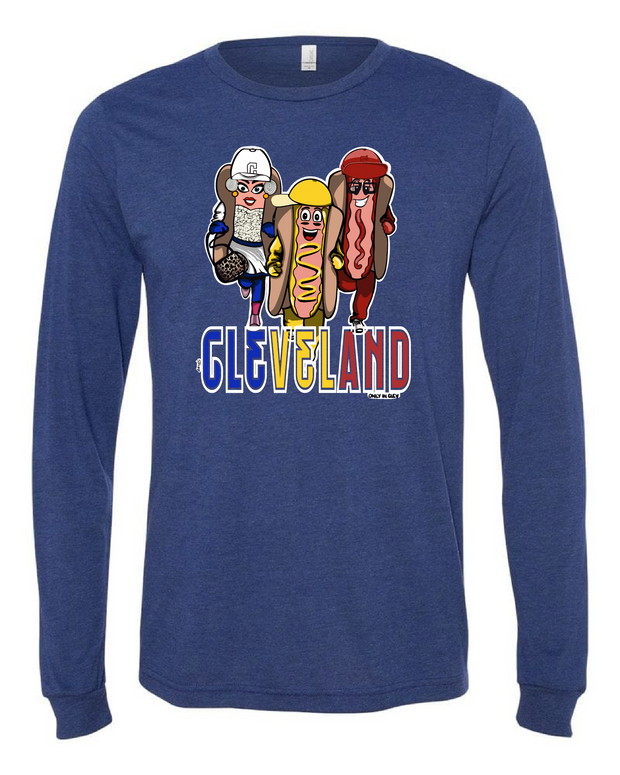 "Cleveland Baseball Ketchup Mustard Onion Dog/Design" on Navy