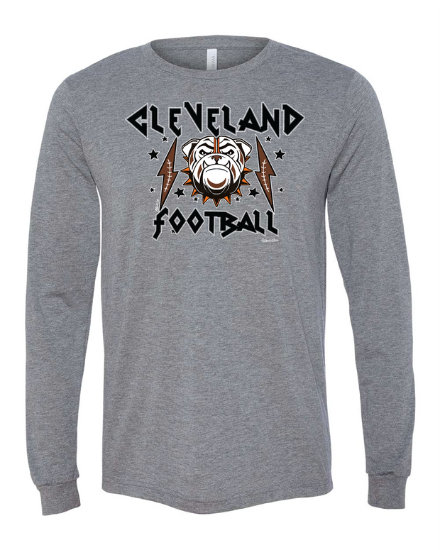 "Cleveland Football Dawg Bolt Design on Gray