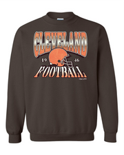 "Cleveland Football Old School Design on Brown