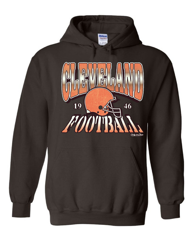 "Cleveland Football Old School Design on Brown