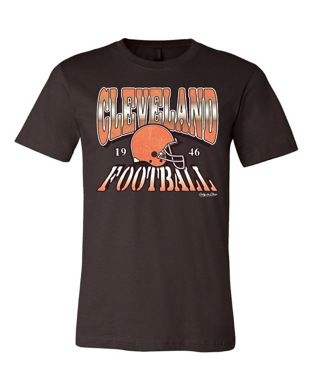 "Cleveland Football Old School Design on Brown