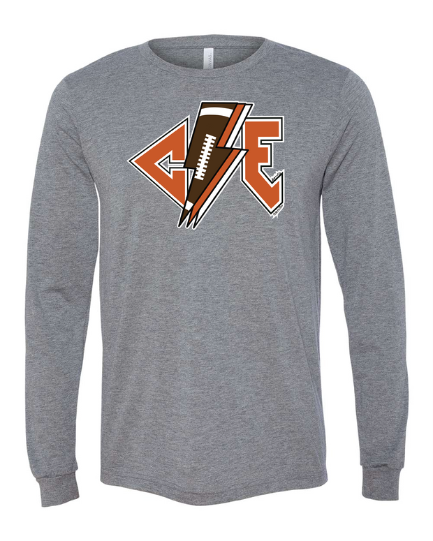 "Cleveland Football Bolt Design on Gray