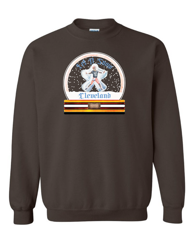 "Cleveland Football Snow Angel" Design on Brown