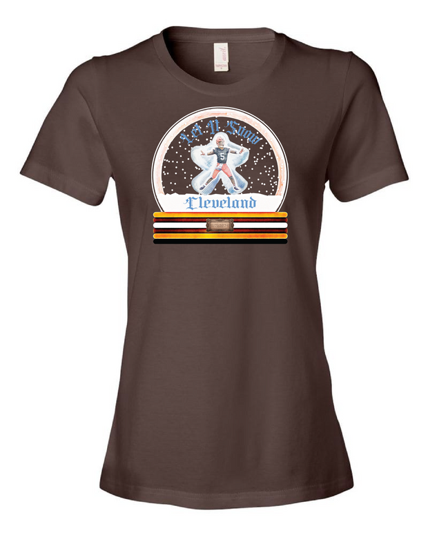 "Cleveland Football Snow Angel" Design on Brown