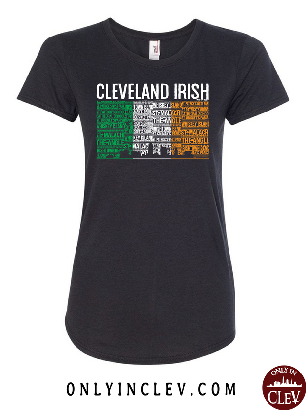 Cleveland Irish Flag with the Skyline Womens T-Shirt - Only in Clev